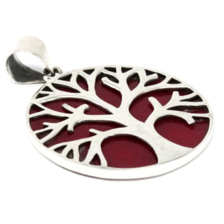 Pendentif Arbre de Vie en Argent 30 mm - Effet Corail