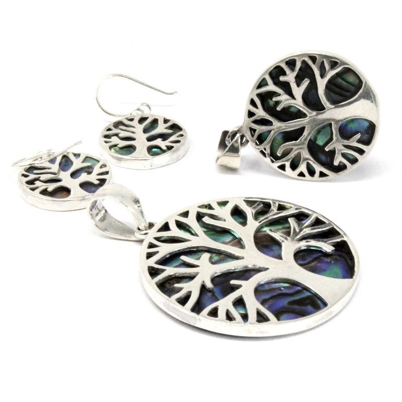 Pendentif Arbre de Vie en Argent 30mm - Abalone