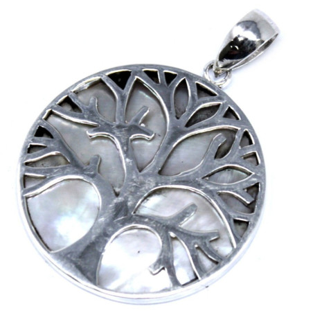 Pendentif Arbre de Vie en Argent 30 mm - Nacre