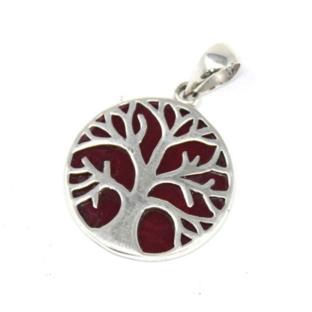 Pendentif Arbre de Vie en Argent 22 mm - Effet Corail