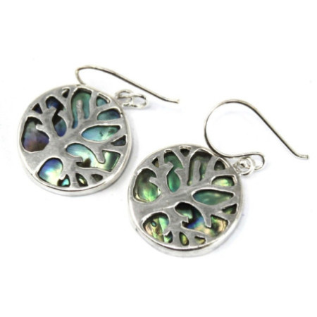 Boucles d'oreilles Arbre de Vie en Argent 15 mm - Abalone