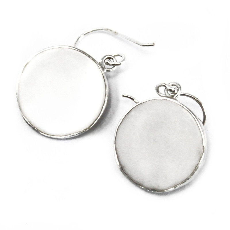 Boucles d'oreilles Arbre de Vie Argent 15 mm - Nacre