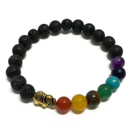 Bracelet en pierre de lave - Chakra de l'éléphant