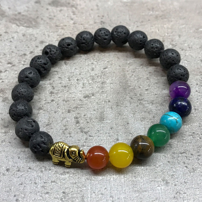 Bracelet en pierre de lave - Chakra de l'éléphant
