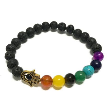 Bracelet Pierre de Lave - Hamsa Chakra