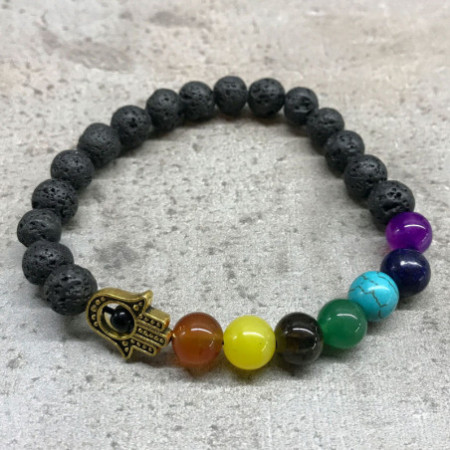Bracelet Pierre de Lave - Hamsa Chakra