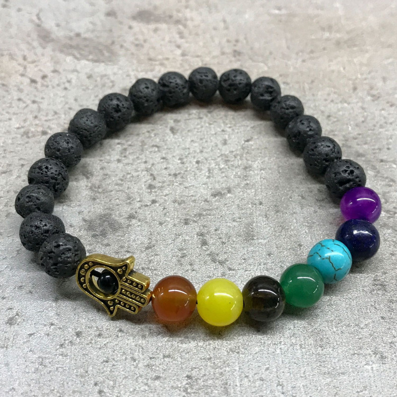 Bracelet Pierre de Lave - Hamsa Chakra