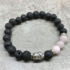 Bracelet en pierre de lave - Quartz rose Bouddha