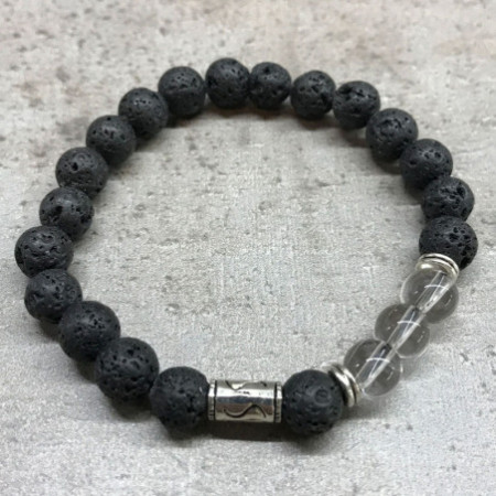 Bracelet en pierre de lave - Quartz de roche tribal
