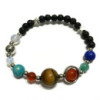 Bracelet en pierre de lave - Système solaire argenté