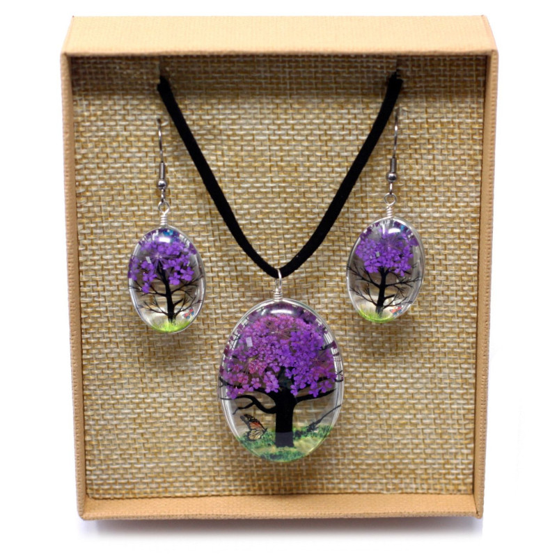 Fleurs pressées - Coffret Arbre de vie - Lavande
