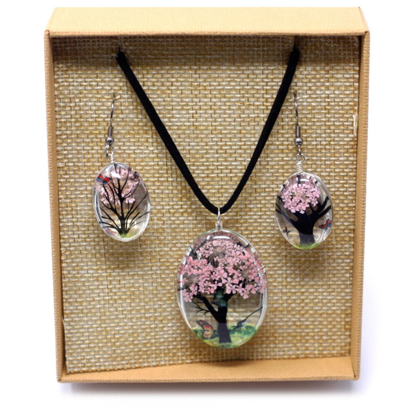 Fleurs pressées - Coffret Arbre de vie - Rose