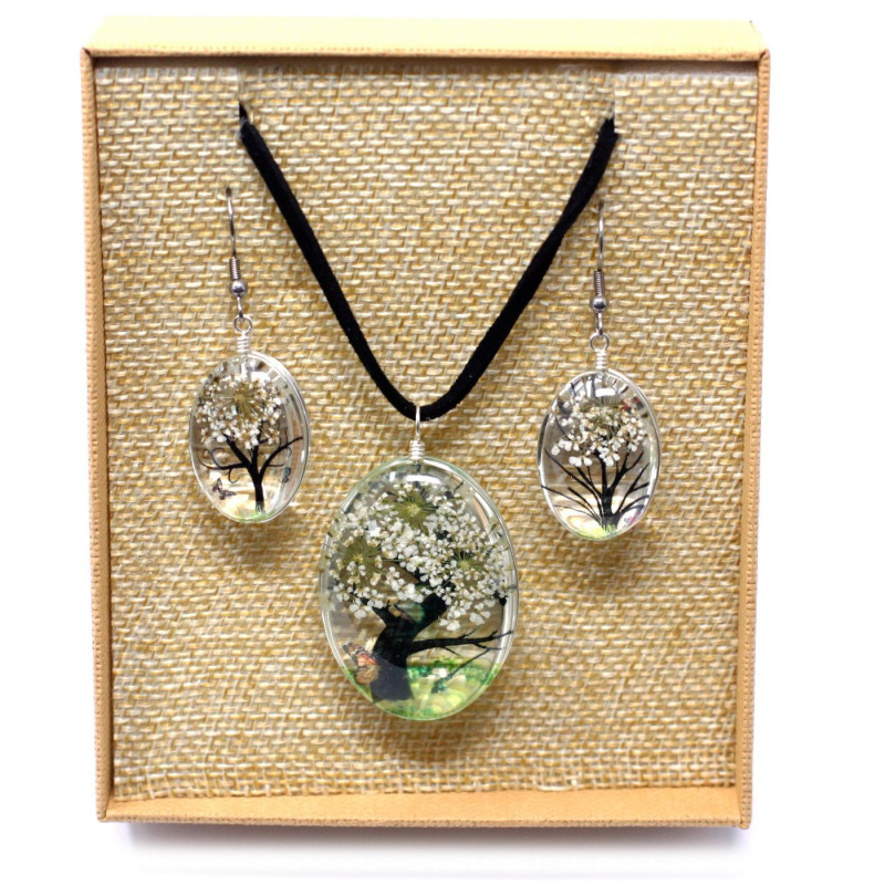 Fleurs pressées - Coffret Arbre de vie - Blanc