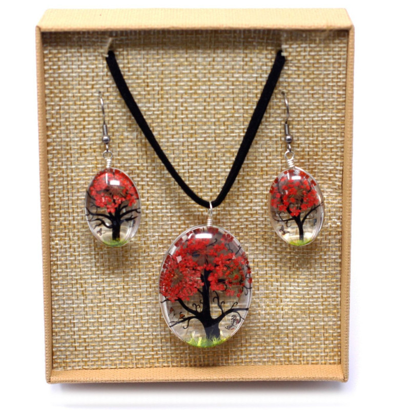 Fleurs pressées - Coffret Arbre de vie - Corail