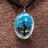 Fleurs pressées - Ensemble Arbre de vie - Bleu sarcelle
