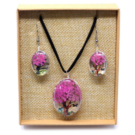 Fleurs pressées - Coffret Arbre de vie - Rose vif