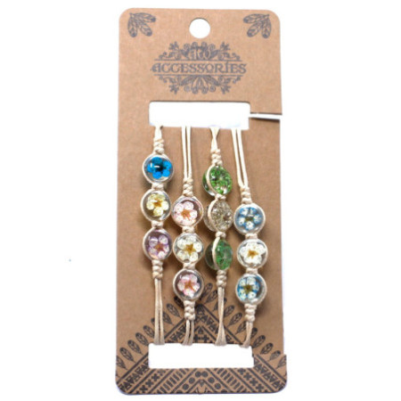 Fleurs pressées - Bracelet à trois fleurs