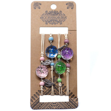 Fleurs pressées - Joli bracelet fleur et feuille