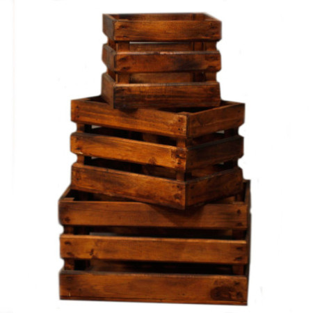 Lot de 3 boîtes de rangement/présentation - Marron