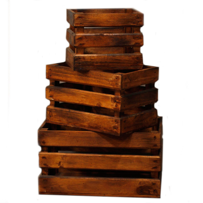 Lot de 3 boîtes de rangement/présentation - Marron