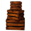 Lot de 3 boîtes de rangement/présentation - Marron