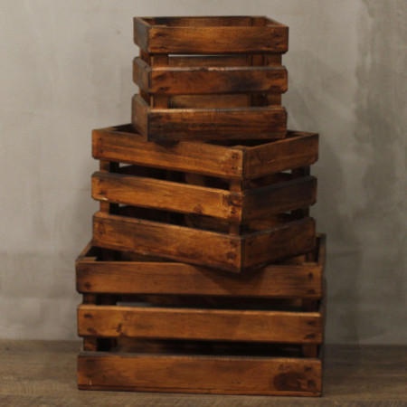 Lot de 3 boîtes de rangement/présentation - Marron