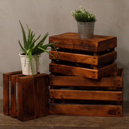 Lot de 3 boîtes de rangement/présentation - Marron