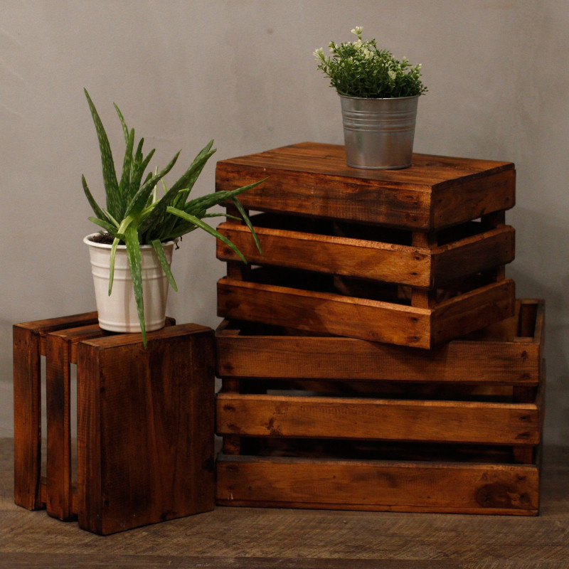Lot de 3 boîtes de rangement/présentation - Marron