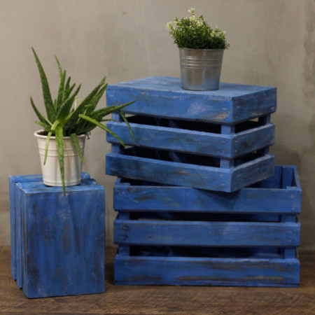 Lot de 3 boîtes de rangement/présentation - Bluewash