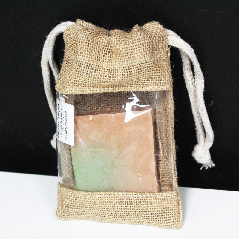 Petit sac en jute avec fenêtre 16 x 10 cm