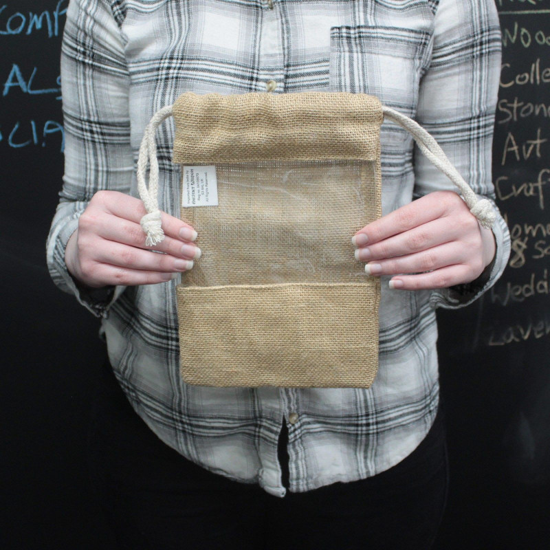 Sac en jute avec fenêtre 25x16cm