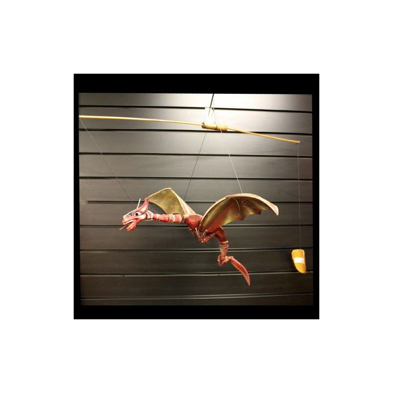 Grand mobile dragon rouge en noix de coco 46 cm