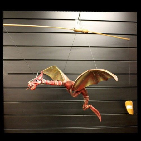 Grand mobile dragon rouge en noix de coco 46 cm