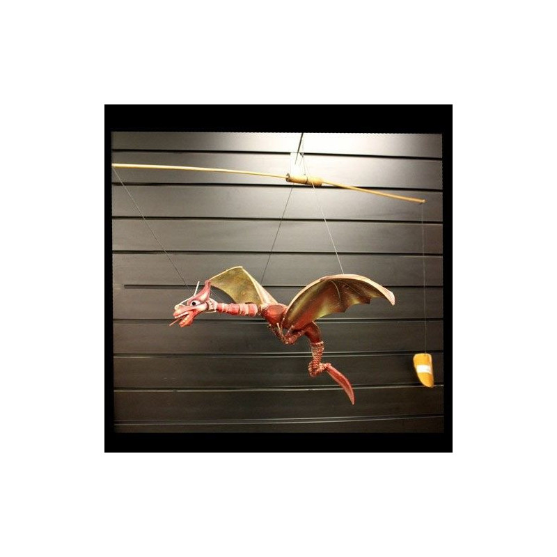 Grand mobile dragon rouge en noix de coco 46 cm