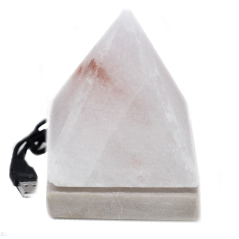 Lampe de sel USB Pyramide BLANCHE de qualité - 9 cm (multicolore)