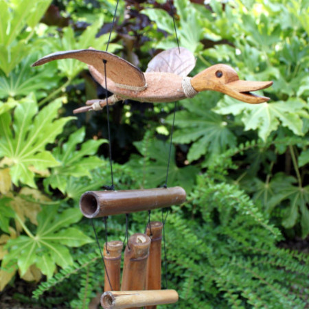 1x Carillon à vent en forme de canard en noix de coco