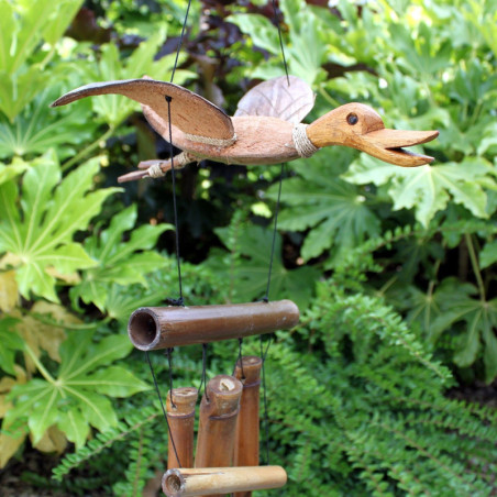 1x Carillon à vent en forme de canard en noix de coco