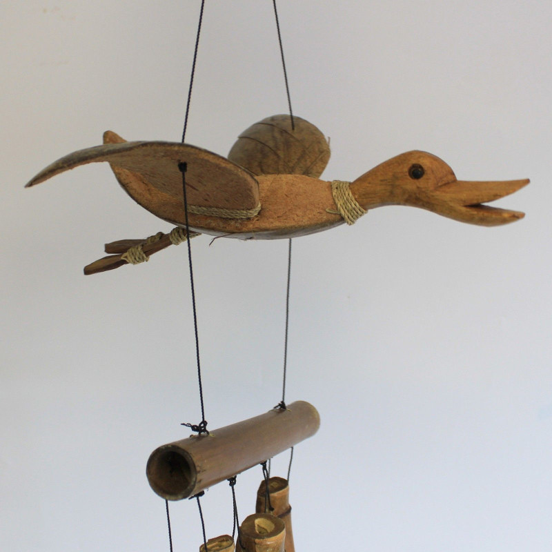 1x Carillon à vent en forme de canard en noix de coco
