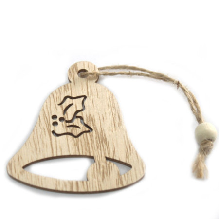 Lot de 3 décorations de Noël en bois - Cloche