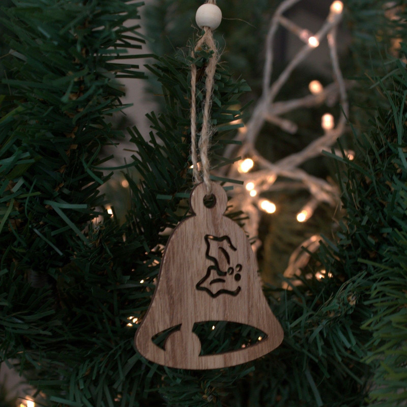 Lot de 3 décorations de Noël en bois - Cloche