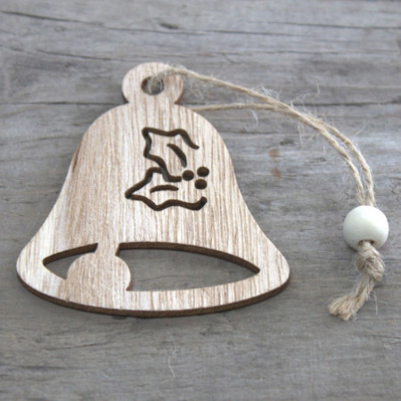 Lot de 3 décorations de Noël en bois - Cloche