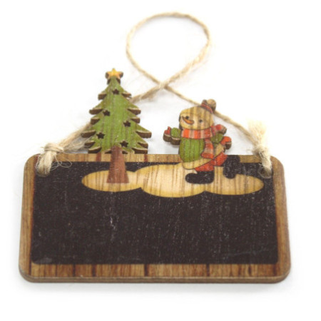 Lot de 2 décorations de Noël en bois - Bonhomme de neige et arbre