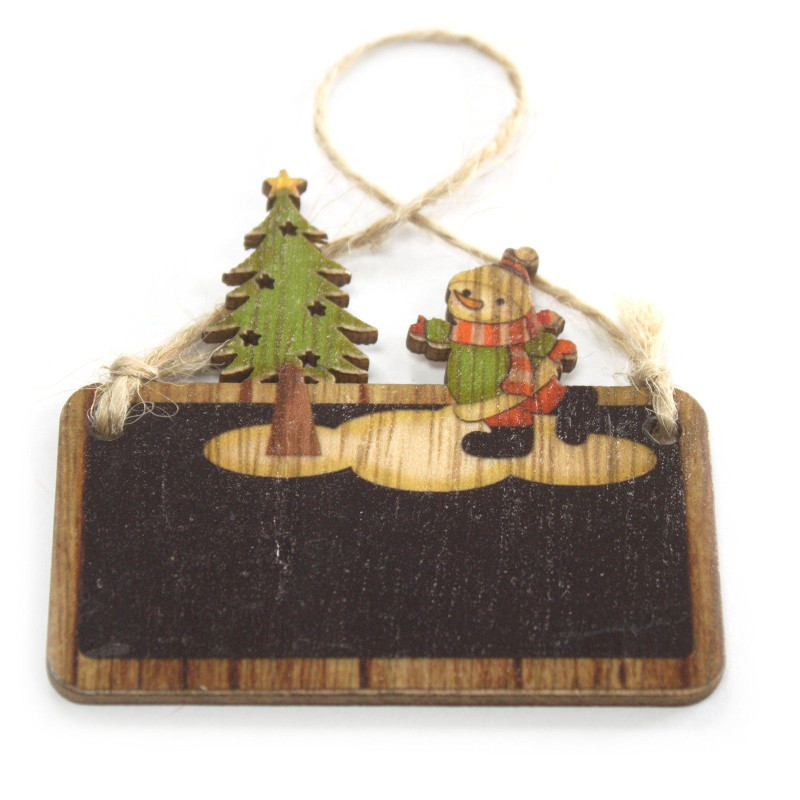 Lot de 2 décorations de Noël en bois - Bonhomme de neige et arbre