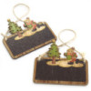 Lot de 2 décorations de Noël en bois - Bonhomme de neige et arbre