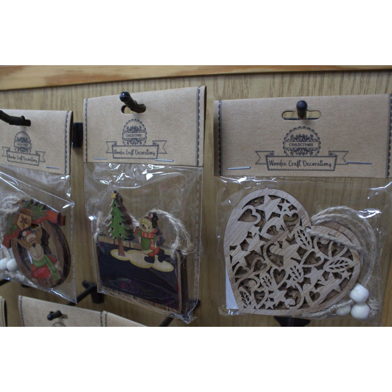 Lot de 2 décorations de Noël en bois - Bonhomme de neige et arbre