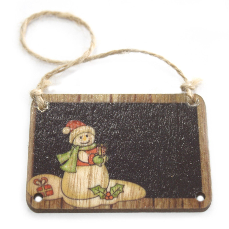 Lot de 2 décorations de Noël en bois - Bonhomme de neige