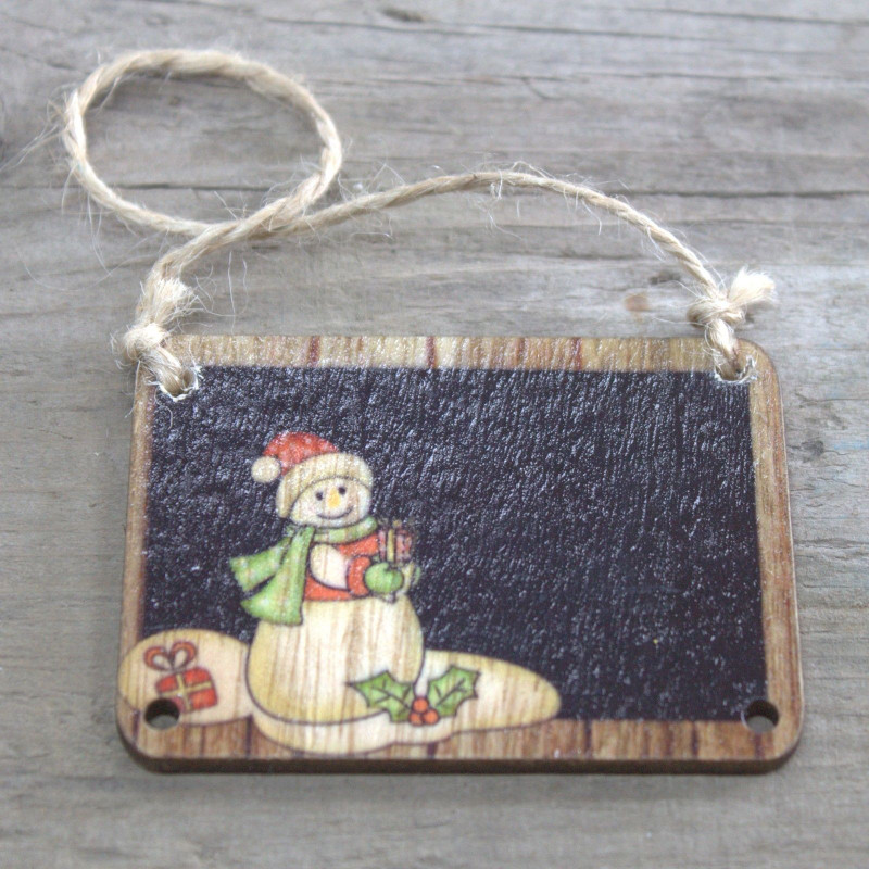Lot de 2 décorations de Noël en bois - Bonhomme de neige