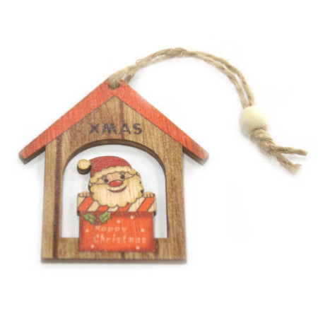 Lot de 2 décorations de Noël en bois - Cadeau du Père Noël