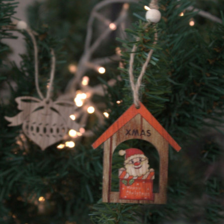 Lot de 2 décorations de Noël en bois - Cadeau du Père Noël