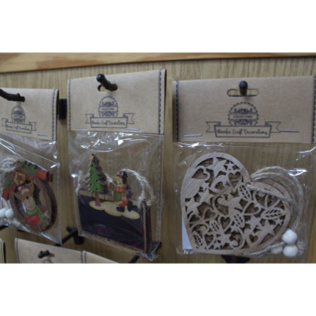 Lot de 2 décorations de Noël en bois - Cadeau du Père Noël